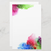 水彩青モダン緑赤パーソナライズされた 便箋 (正面/裏面)