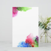 水彩青モダン緑赤パーソナライズされた 便箋 (スタンド正面)