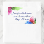 水彩青モダン緑赤パーソナライズされた 長方形シール (バッグ)