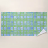 水彩青モダン線（緑） ビーチタオル (正面)
