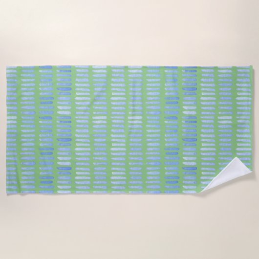 水彩青モダン線（緑） ビーチタオル (正面)