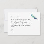 水彩青モダン羽誕生日 サンキューカード (裏面)