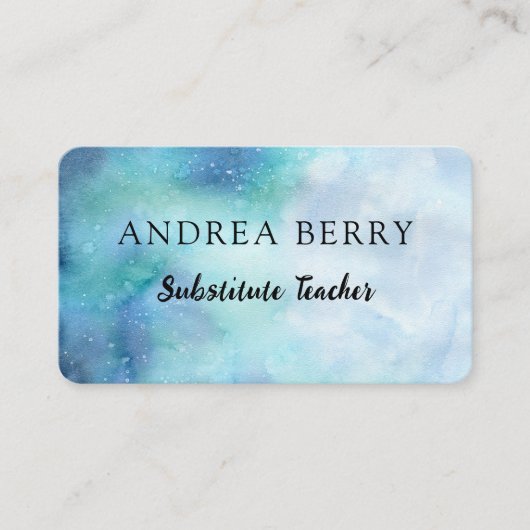 水彩青モダン 名刺 (正面)