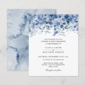 水彩青ユーカリ結婚式招待状 (正面/裏面)
