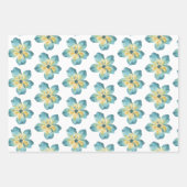 水彩青ラッピング紙フラットシートセット3 ラッピングペーパーシート (正面)