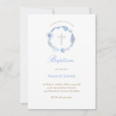 水彩青リース | バプテスマ招待状 招待状 (正面)