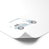 水彩青ヴィンテージゴルフカートのポスター ポスター (角)