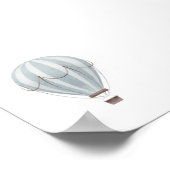 水彩青ヴィンテージ熱気球ポスター ポスター (角)