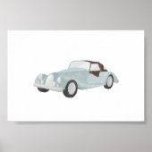 水彩青ヴィンテージ車のポスター ポスター (正面)