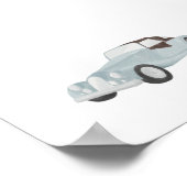 水彩青ヴィンテージ車のポスター ポスター (角)