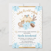 水彩青冬のケーキ&クッキー赤ちゃんシャワー 招待状 (正面)