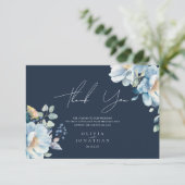 水彩青冬フローラ結婚ズ サンキューカード (スタンド正面)