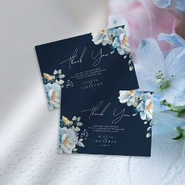 水彩青冬フローラ結婚ズ サンキューカード