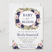 水彩青及びクリームリースベビーシャワー 招待状 (正面)