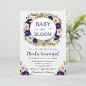 水彩青及びクリームリースベビーシャワー 招待状 (スタンド正面)