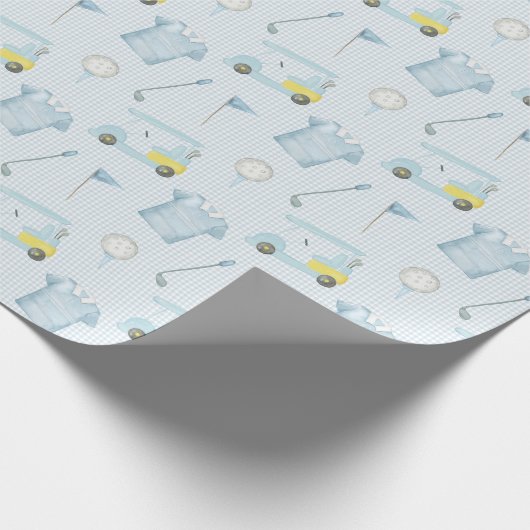 水彩青名門私立校風のギンガムゴルフポロシャツ ラッピングペーパー (角)