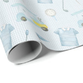 水彩青名門私立校風のギンガムゴルフポロシャツ ラッピングペーパー (ロールコーナー)