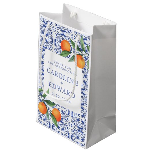 水彩青地中海の結婚色 スモールペーパーバッグ (裏面アングル)