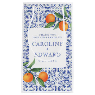 水彩青地中海の結婚色 スモールペーパーバッグ