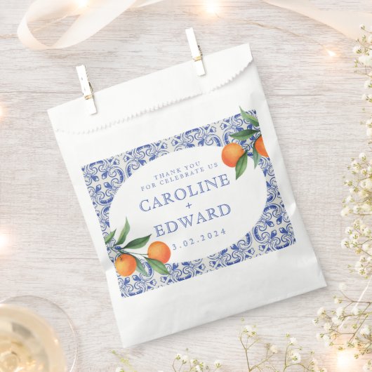 水彩青地中海の結婚色 フェイバーバッグ (クリップ留めされた状態)