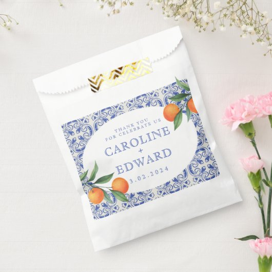 水彩青地中海の結婚色 フェイバーバッグ (封をした状態)