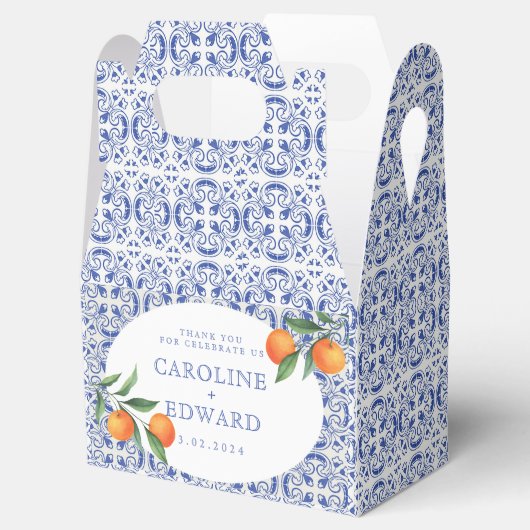 水彩青地中海の結婚色 フェイバーボックス (オープン)