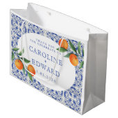 水彩青地中海の結婚色 ラージペーパーバッグ (正面アングル)