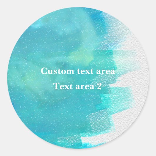 水彩青塩水熱帯夏ステッカー ラウンドシール (正面)