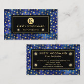 水彩青墨の模様(金ゴールド星付) 名刺 (正面/裏面)