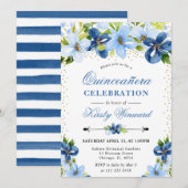 水彩青夏の花キンセアニェラ 招待状 (正面/裏面)