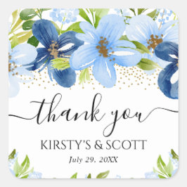 水彩青夏結婚花 スクエアシール
