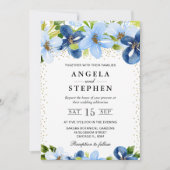 水彩青夏結婚花 招待状 (正面)