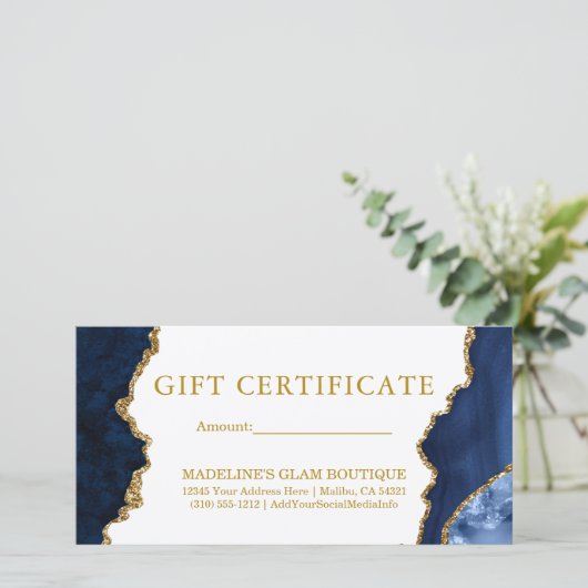 水彩青大理石金ゴールドギフト証明書 (スタンド正面)