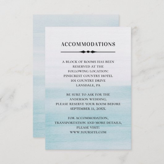 水彩青宿泊施設。結婚詳細 エンクロージャーカード (正面/裏面)