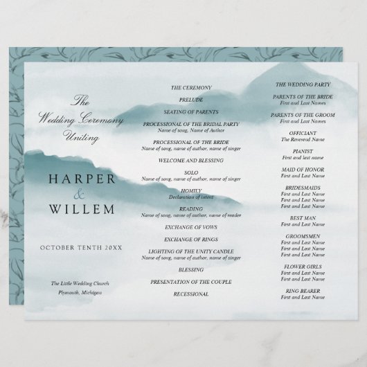 水彩青山三重ウェディングプログラム (正面/裏面)