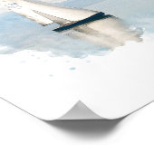 水彩青帆船ポスター ポスター (角)