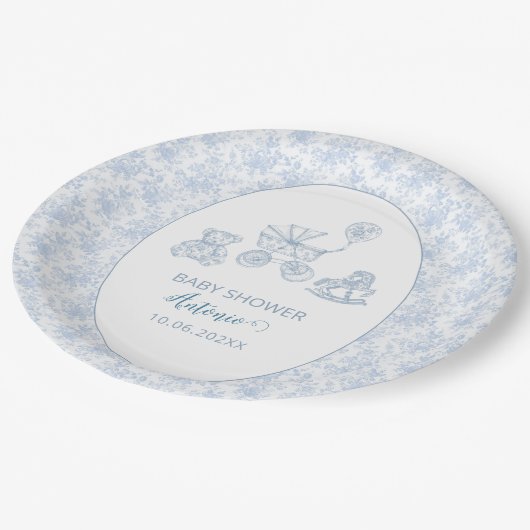 水彩青弓おもちゃ少年の赤ちゃんシャワー ペーパープレート (アングル)