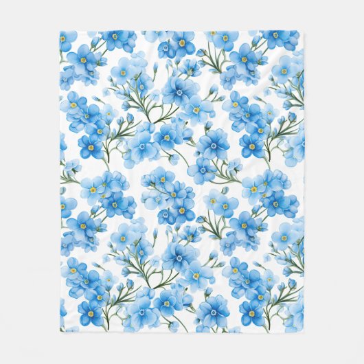 水彩青忘れいMe花柄なし フリースブランケット (正面)