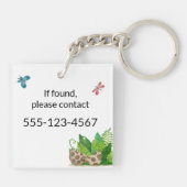 水彩青恐竜と子供の名前 キーホルダー (裏面)