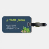 水彩青恐竜と子供の名前 ラゲッジタグ (裏面横)