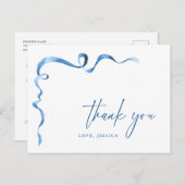 水彩青手引き弓ありがとう ポストカード (正面/裏面)