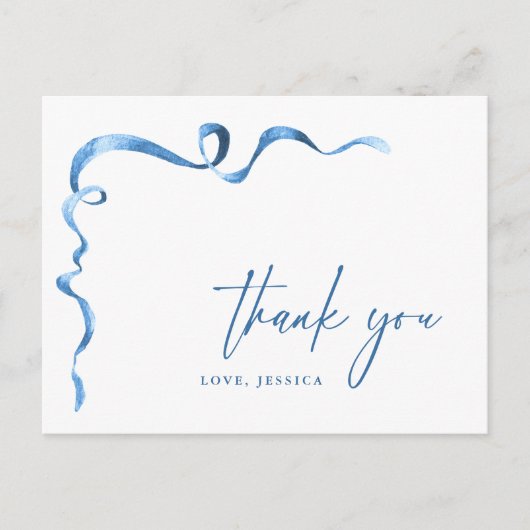 水彩青手引き弓ありがとう ポストカード (正面)