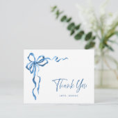 水彩青手引き弓ありがとう ポストカード (スタンド正面)