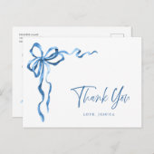 水彩青手引き弓ありがとう ポストカード (正面/裏面)