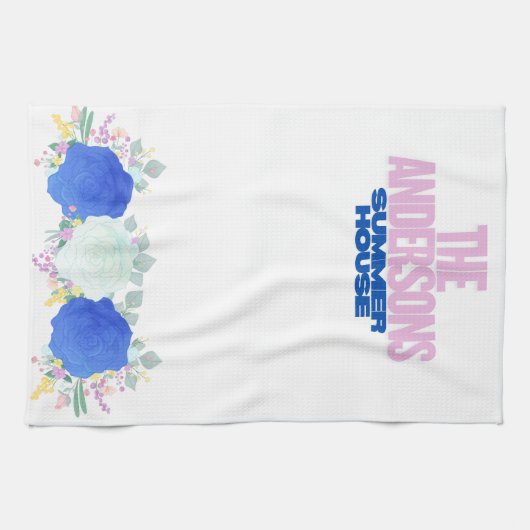 水彩青抽象芸術キッチンタオル キッチンタオル (横)