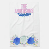 水彩青抽象芸術キッチンタオル キッチンタオル (縦)