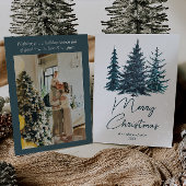 水彩青松の木写真クリスマス シーズンカード