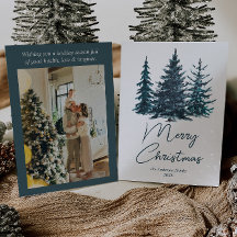 水彩青松の木写真クリスマス