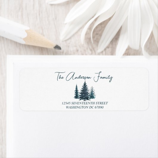 水彩青松メリークリスマス ラベル (インサイチュ)