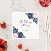 水彩青桃色フローラ葬祭記念 スタンダードカクテルナプキン (インサイチュ)